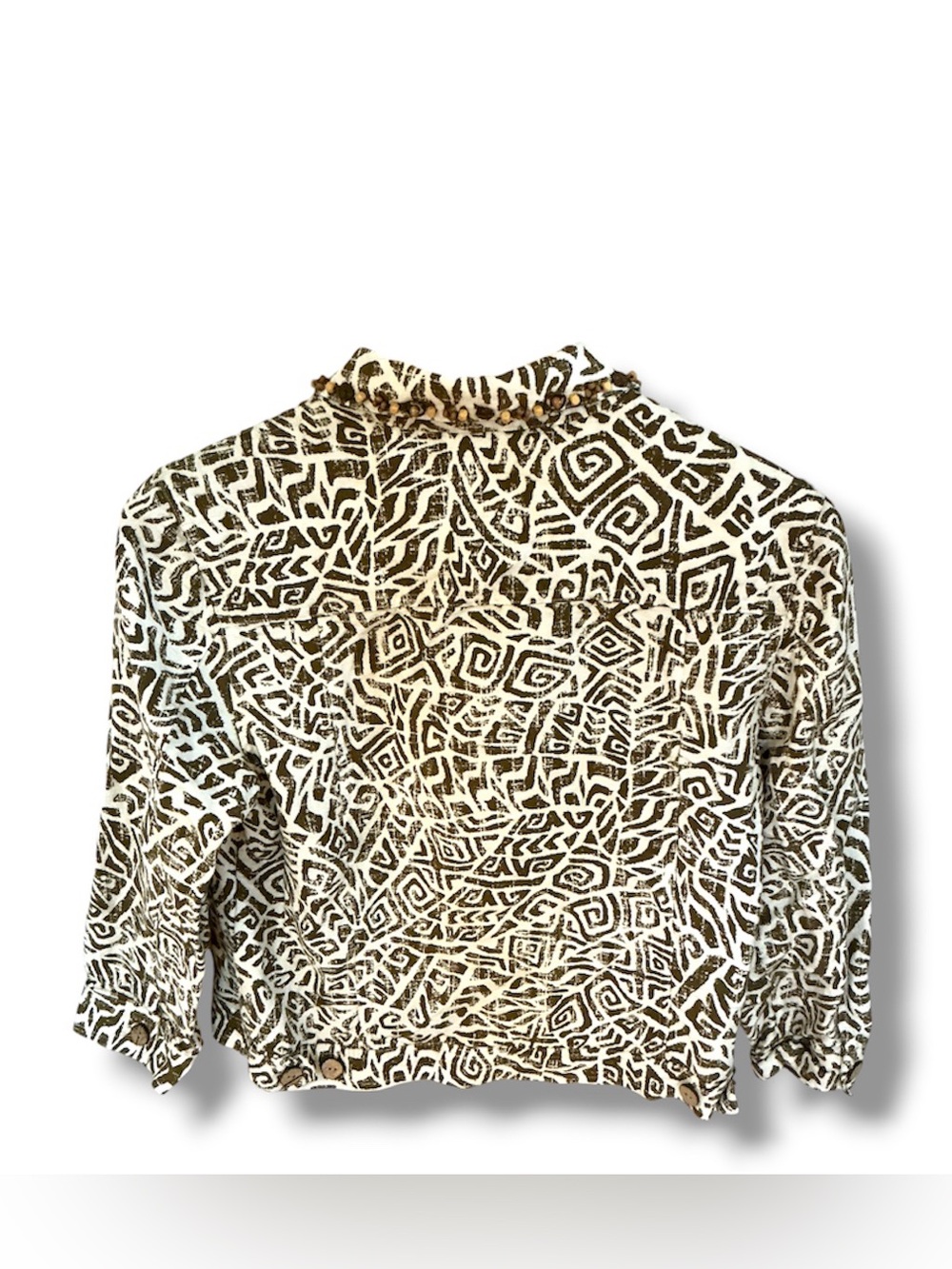 Ruby Rd. Tribal pattern, linen crop shacket/ jacket. - Picture 2 of 4